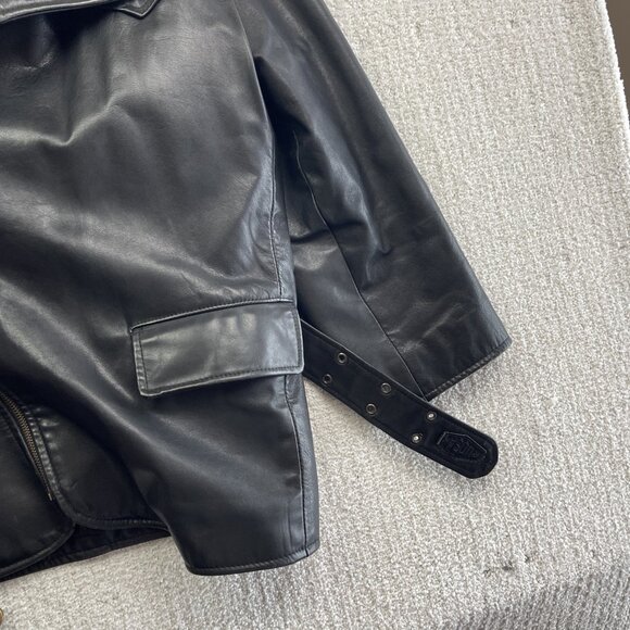 VTG Rudsak Biker Racing Black Leather Jacket Sz M* Punk  Perfecto Asymmetrical - Picture 3 of 16